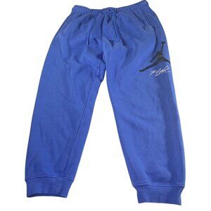 Jordan Mens Blue Flight Sweatpants Joggers Size Large Black Logo Drawstrings
